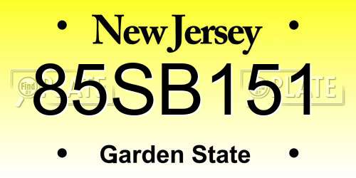 85SB151 New Jersey License Plate