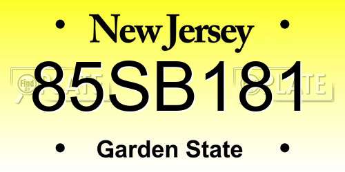 85SB181 New Jersey License Plate