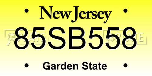 85SB558 New Jersey License Plate