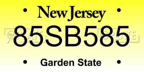 85SB585 New Jersey License Plate