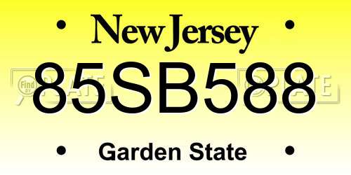 85SB588 New Jersey License Plate