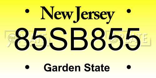 85SB855 New Jersey License Plate