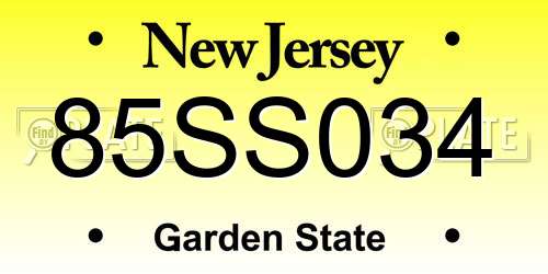 85SS034 New Jersey License Plate