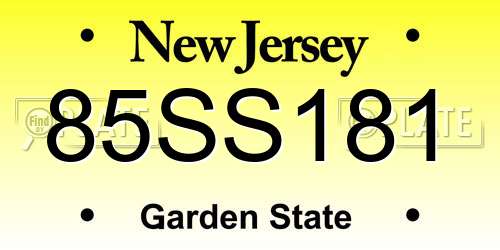 85SS181 New Jersey License Plate