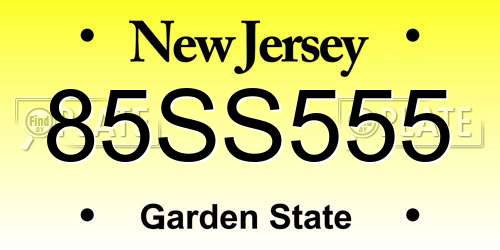 85SS555 New Jersey License Plate
