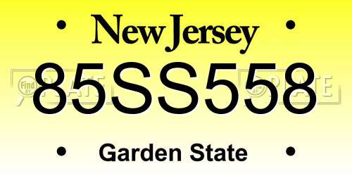 85SS558 New Jersey License Plate