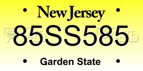 85SS585 New Jersey License Plate