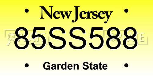 85SS588 New Jersey License Plate