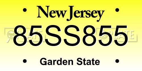 85SS855 New Jersey License Plate