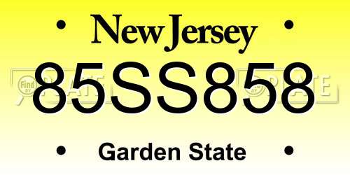 85SS858 New Jersey License Plate