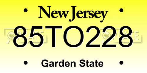 85TO228 New Jersey License Plate