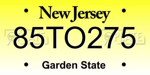 85TO275 New Jersey License Plate