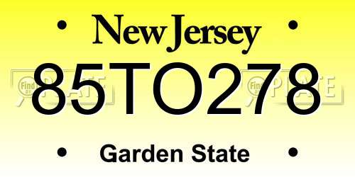 85TO278 New Jersey License Plate