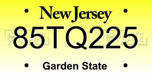 85TQ225 New Jersey License Plate