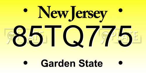 85TQ775 New Jersey License Plate