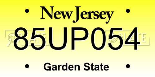 85UP054 New Jersey License Plate