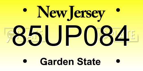 85UP084 New Jersey License Plate