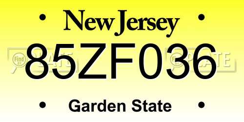 85ZF036 New Jersey License Plate