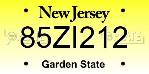 85ZI212 New Jersey License Plate