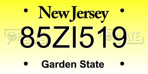 85ZI519 New Jersey License Plate