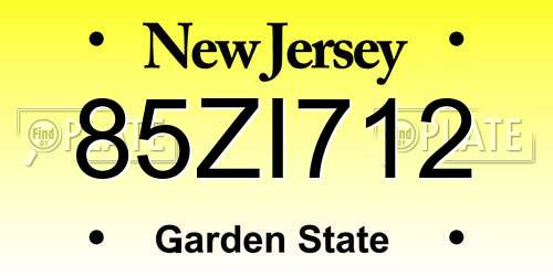 85ZI712 New Jersey License Plate