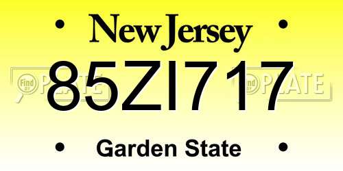85ZI717 New Jersey License Plate