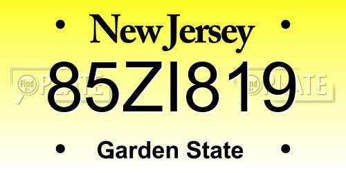 85ZI819 New Jersey License Plate