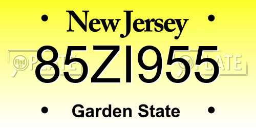 85ZI955 New Jersey License Plate