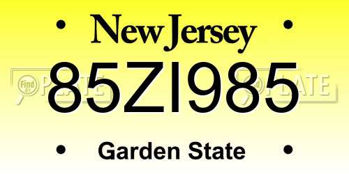 85ZI985 New Jersey License Plate