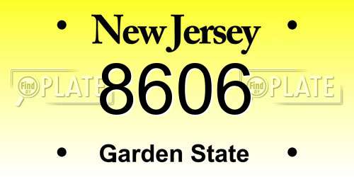 8606 New Jersey License Plate