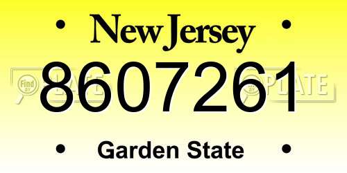 8607261 New Jersey License Plate