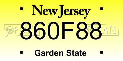 860F88 New Jersey License Plate