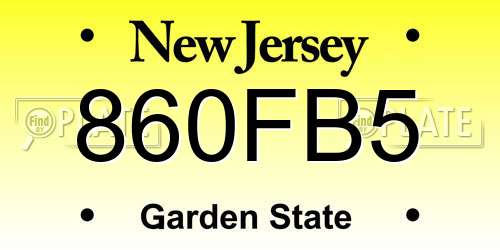 860FB5 New Jersey License Plate