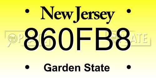 860FB8 New Jersey License Plate