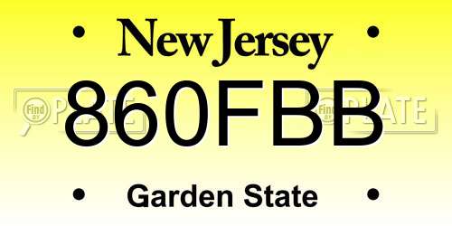860FBB New Jersey License Plate