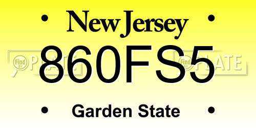 860FS5 New Jersey License Plate