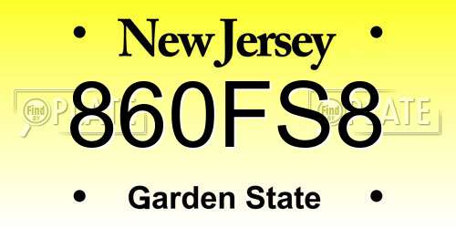 860FS8 New Jersey License Plate