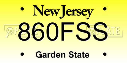 860FSS New Jersey License Plate
