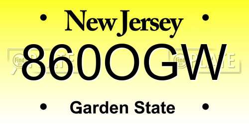 860OGW New Jersey License Plate