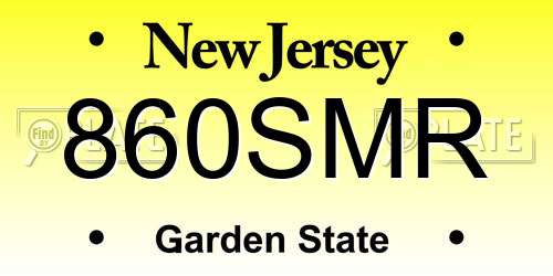 860SMR New Jersey License Plate