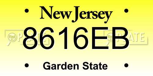 8616EB New Jersey License Plate