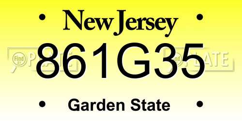 861G35 New Jersey License Plate