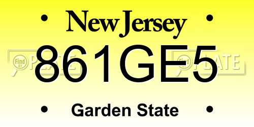 861GE5 New Jersey License Plate