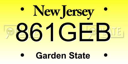 861GEB New Jersey License Plate