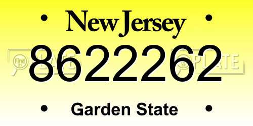 8622262 New Jersey License Plate