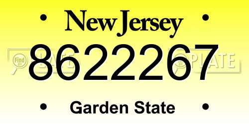 8622267 New Jersey License Plate