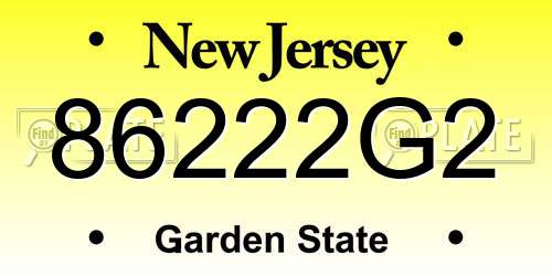86222G2 New Jersey License Plate