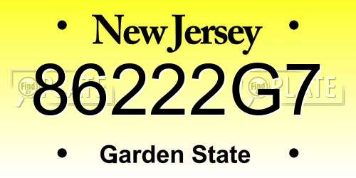 86222G7 New Jersey License Plate