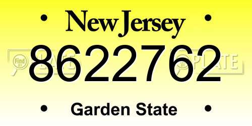 8622762 New Jersey License Plate