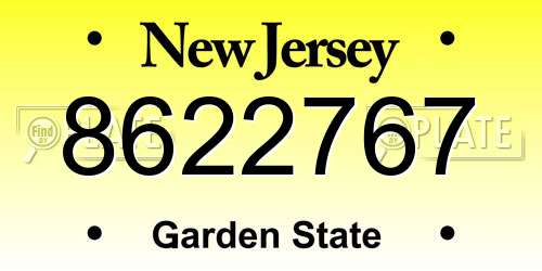 8622767 New Jersey License Plate